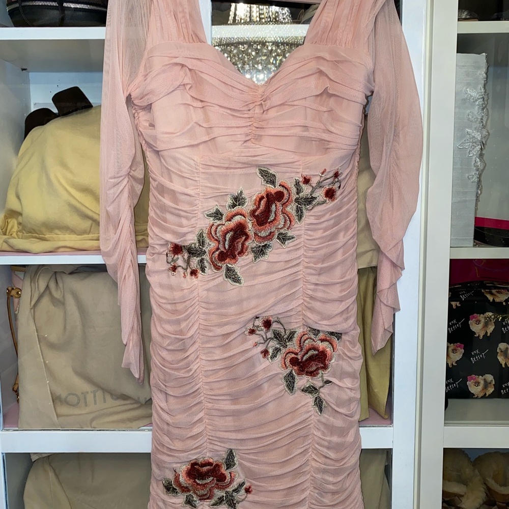 VENUS Pink Long Sleeve Floral Dress